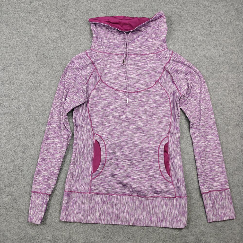 PrAna Pullover Womens Medium Purple Breathe Hooded Pockets Stretch Athletic